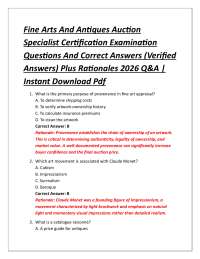 Fine Arts And Antiques Auction Specialist Certification Examination Questions
