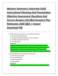 Western Governors University D102 Instructional Planning And Presentation Objective