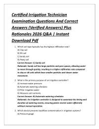 Certified Irrigation Technician Examination Questions And Correct Answers
