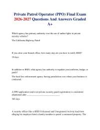 Private Patrol Operator (PPO) Final Exam 2026-2027 Questions And Answers Graded A+