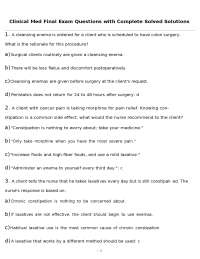 Clinical Med Final Exam Questions with Complete Solved Solutions