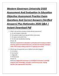 Western Governors University D103 Assessment And Evaluation In Education Objective