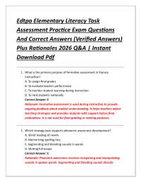 Edtpa Elementary Literacy Task Assessment Practice Exam Questions And Correct Answers