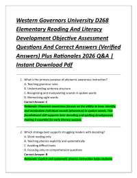 Western Governors University D268 Elementary Reading And Literacy Development Objective
