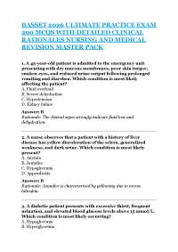 BASSET 2026 ULTIMATE PRACTICE EXAM 200 MCQS WITH DETAILED CLINICAL RATIONALES NURSING