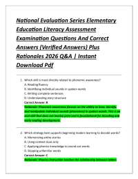 National Evaluation Series Elementary Education Literacy Assessment Examination Question