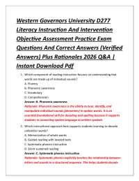 Western Governors University D277 Literacy Instruction And Intervention Objective