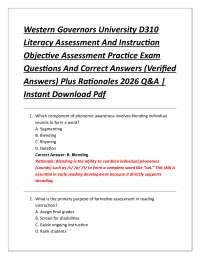 Western Governors University D310 Literacy Assessment And Instruction Objective