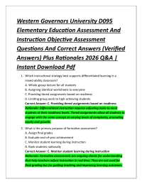 Western Governors University D095 Elementary Education Assessment And Instruction Object