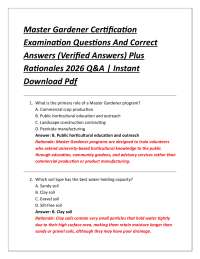 Master Gardener Certification Examination Questions And Correct Answers (Verified Answer