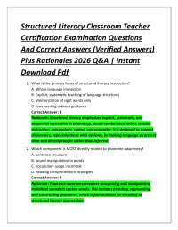 Structured Literacy Classroom Teacher Certification Examination Questions