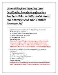 Orton-Gillingham Associate Level Certification Examination Questions And Correct Answers