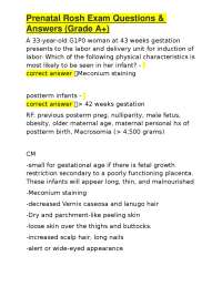 Prenatal Rosh Exam Questions & Answers (Grade A+)
