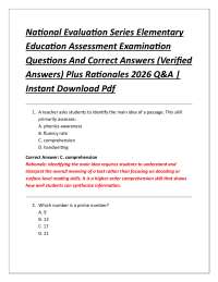 National Evaluation Series Elementary Education Assessment Examination Questions