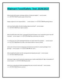 Walmart Food Safety Test 2026/2027 | Verified Questions & Answers | Complete Food Handling