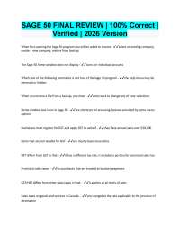 Sage 50 Final Review Exam Verified Q&A’s 100% Correct Latest 2026/2027 Version
