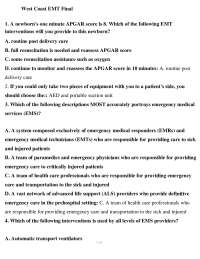 West Coast Emergency Medical Technician Final Examination Practice Questions – Comprehensi