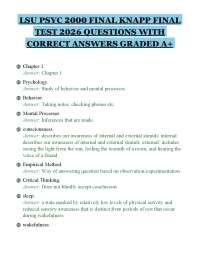 LSU PSYC 2000 FINAL KNAPP FINAL TEST 2026 QUESTIONS WITH CORRECT ANSWERS GRADED A+