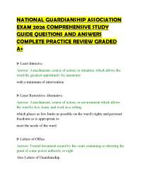 NATIONAL GUARDIANSHIP ASSOCIATION EXAM 2026 COMPREHENSIVE STUDY GUIDE QUESTIONS AND ANSWER