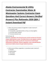 Alaska Environmental & Utility Contractor Examination Water & Wastewater Systems