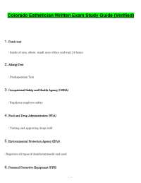 Colorado Esthetician Written Exam Study Guide PDF | Verified Practice Questions