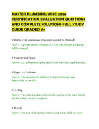 MASTER PLUMBING WSSC 2026 CERTIFICATION EVALUATION QUESTIONS AND COMPLETE SOLUTIONS FULL S