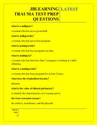 JBLEARNING TRAUMA TEST PREP QUESTIONS LATEST