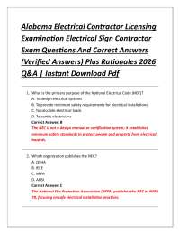 Alabama Electrical Contractor Licensing Examination Electrical Sign Contractor Exam