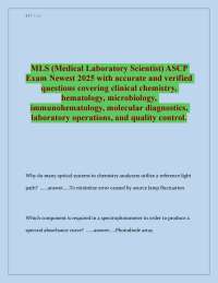 MLS (Medical Laboratory Scientist) ASCP Exam Newest 2025 with accurate and verified ques