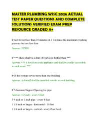 MASTER PLUMBING WSSC 2026 ACTUAL TEST PAPER QUESTIONS AND COMPLETE SOLUTIONS VERIFIED EXAM