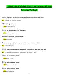 Texas Esthetics State Board Exam Questions and Answers PDF | Verified Prep