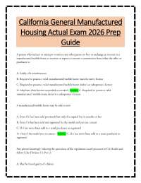 California General Manufactured Housing Actual Exam 2026 Prep Guide