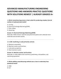 ADVANCED MANUFACTURING ENGINEERING QUESTIONS AND ANSWERS PRACTICE QUESTIONS WITH SOLUTIO
