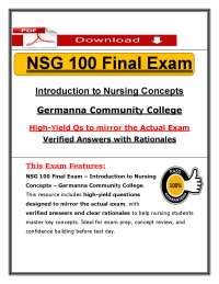 NSG 100 Final Exam – Nursing Concept – (2026) Actual Questions – Germanna College