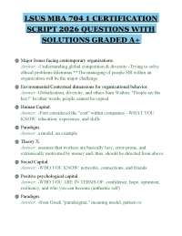 LSUS MBA 704 1 CERTIFICATION SCRIPT 2026 QUESTIONS WITH SOLUTIONS GRADED A+