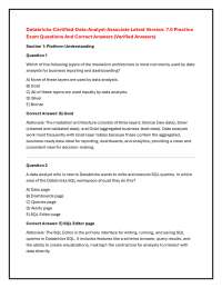 Databricks-Certified-Data-Analyst-Associate Latest Version: 7.0 Practice Exam Questions A