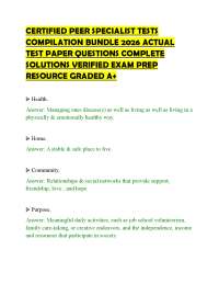 CERTIFIED PEER SPECIALIST TESTS COMPILATION BUNDLE 2026 ACTUAL TEST PAPER QUESTIONS COMPLE