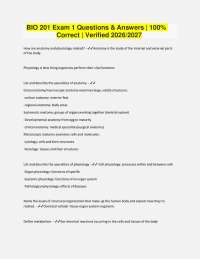 BIO 201 Exam 1 Questions & Answers | 100% Correct | Verified 2026/2027