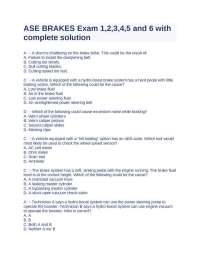 ASE BRAKES Exam 1,2,3,4,5 and 6 with complete solution