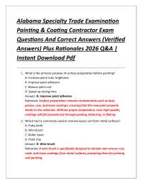 Alabama Specialty Trade Examination Painting & Coating Contractor Exam Questions