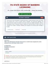 PA state board of barbers licensing 95+ (Latest 2026 Edition) 100% Verified Q&A