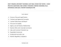WEST VIRGINIA UNIVERSITY BUSINESS LAW FINAL EXAM STUDY NOTES – EXAM PRACTICE QUESTIONS AND