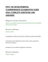 PSYC 140 DEVELOPMENTAL COMPREHENSIVE EXAMINATION GUIDE 2026 COMPLETE QUESTIONS AND ANSWERS