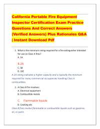CA Fire Equipment Inspector – 100 Exam Q&As 2026/2027 (DON'T MISS OUT!!)
