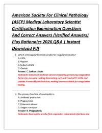 American Society For Clinical Pathology (ASCP) Medical Laboratory Scientist