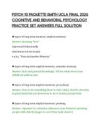 PSYCH 10 PAQUETTE-SMITH UCLA FINAL 2026 COGNITIVE AND BEHAVIORAL PSYCHOLOGY PRACTICE SET A