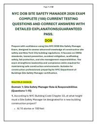 NYC DOB SITE SAFETY MANAGER 2026 EXAM COMPLETE (100) CURRENT TESTING QUESTIONS AND CORRE