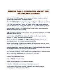BADM 320 EXAM 1 UIUC WOLTERS NEW SET WITH 100% VERIFIED 2026-2027!!