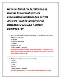 National Board For Certification In Hearing Instrument Sciences Examination Questions