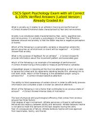 CSCS-Sport Psychology Exam with all Correct & 100% Verified Answers |Latest Version |Alrea